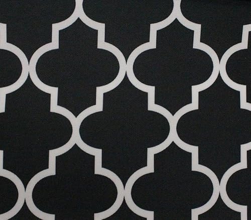 Tela de lona de mosaico marroquí impermeable para interiores y exteriores, color negro, resistente a los rayos UV, 60 pulgadas de ancho