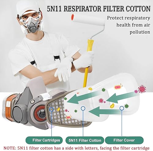 Miniatura 4 de 30 filtros respiradores 5N11 de algodón, filtro de partículas de repuesto para 6200, 6502, 7502, 6800 y serie FF402, filtro respirador contra polvo,