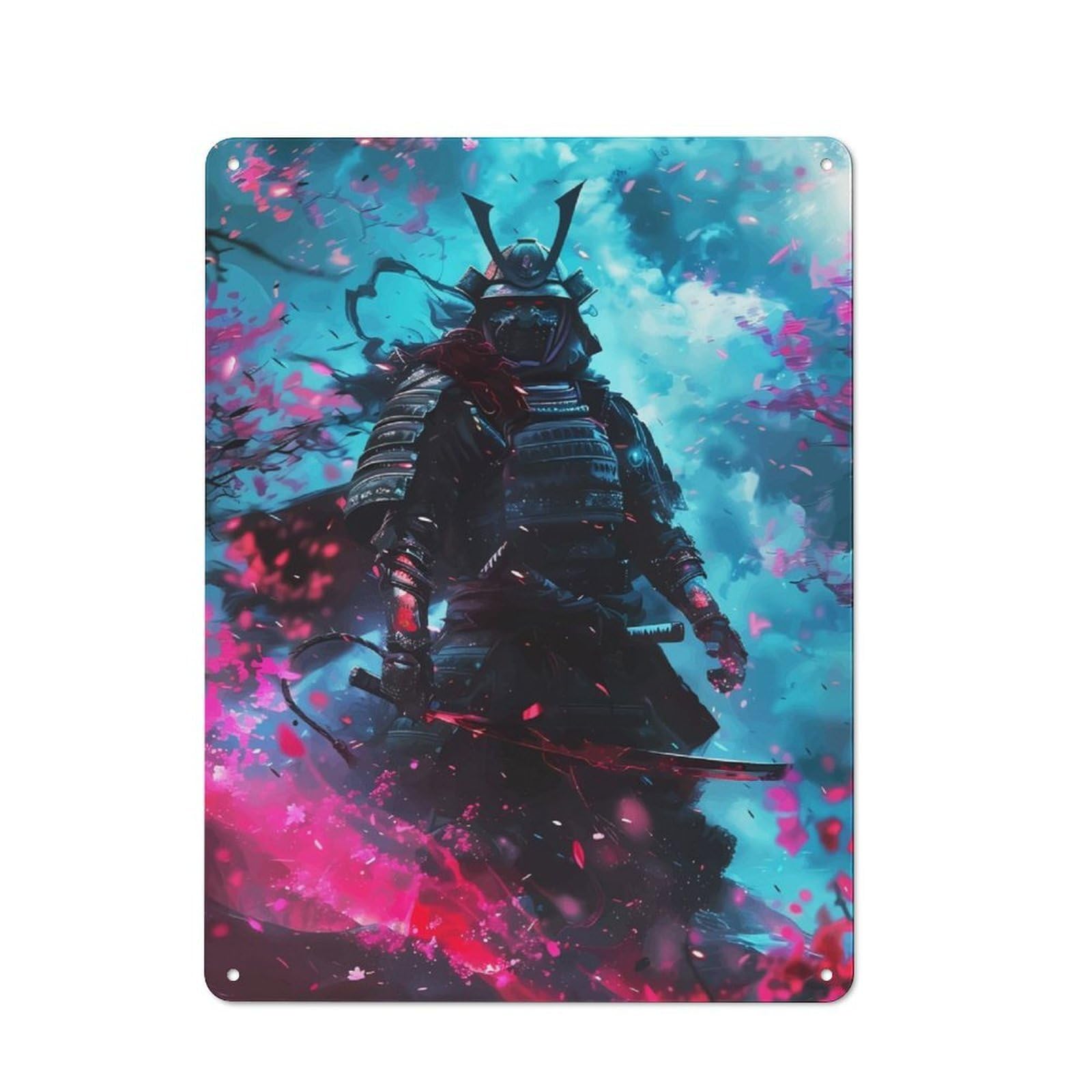 Nostalgic Eternal Samurais Vigil Decorative Tin Sign 40x30cm, Vintage Wall Decor for Lounge, Study, Pub Or Wall Gallery