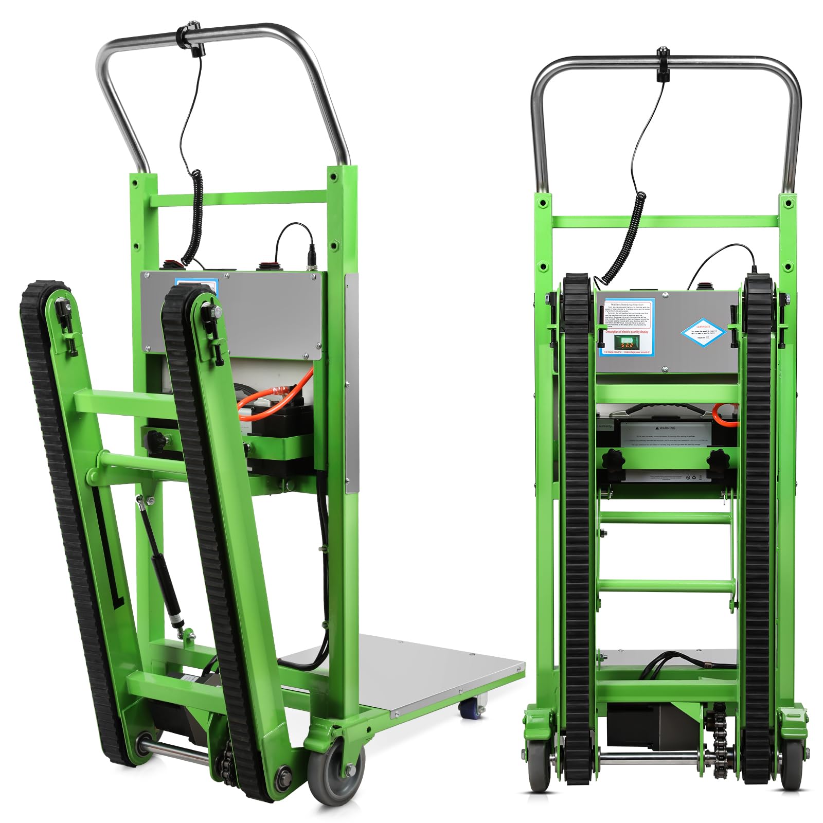 Electric Stair Climbing Hand Trucks Dolly Cart, 880lbs Capacity Heavy Duty Stair Climber with Ropes, Carry Heavy Objects Up and Down Stairs for