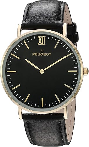 Miniatura 10 de Peugeot reloj ultra delgado para hombre chapado en oro de 14 quilates ronda minimalista reloj de pulsera para hombre con esfera fácil de leer y