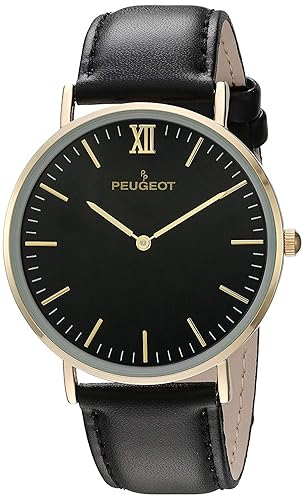 Peugeot Men's Ultra Slim Watch, 14Kt Gold Plated Round Minimalist