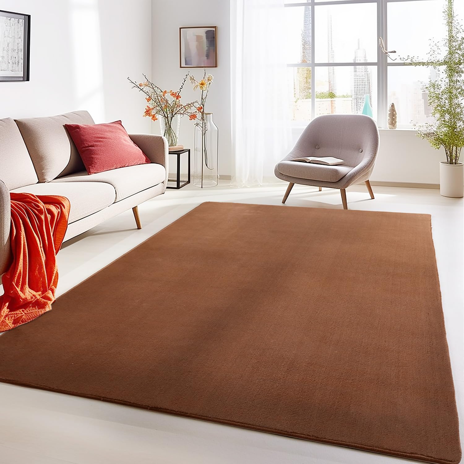 Carpetsale24 Waschbarer Teppich Kurzflor Modern Einfarbig Weich rutschfest Maschinenwaschbar Pflegeleicht für Wohnzimmer Schlafzimmer Flur Esszimmer