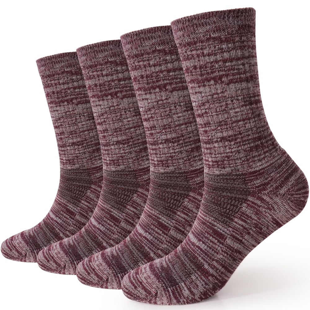 EnerWear 4 Pack Women's Merino Wool Outdoor Hiking Trail Crew Sock