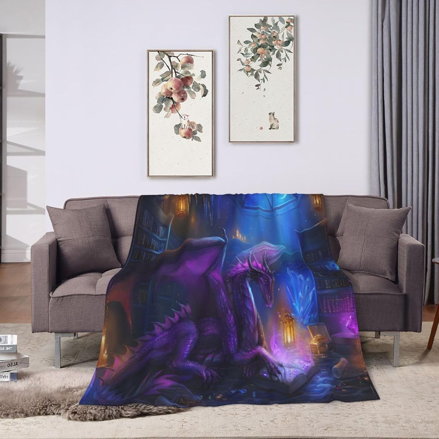 Purple Dragon Art Throw Blanket Super Soft Flannel Blankets for Girls Boys Girl Kids Men Women Gifts Bed Sofa Office Camping Travel 60x50 Inch - Image 8
