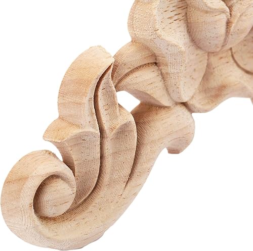 Miniatura 5 de MUXSAM Paquete de 4 calcomanías de rosas talladas de madera, sin pintar, para gabinete, cajón, pared, cabecero, espejo, banco, armario, etc.