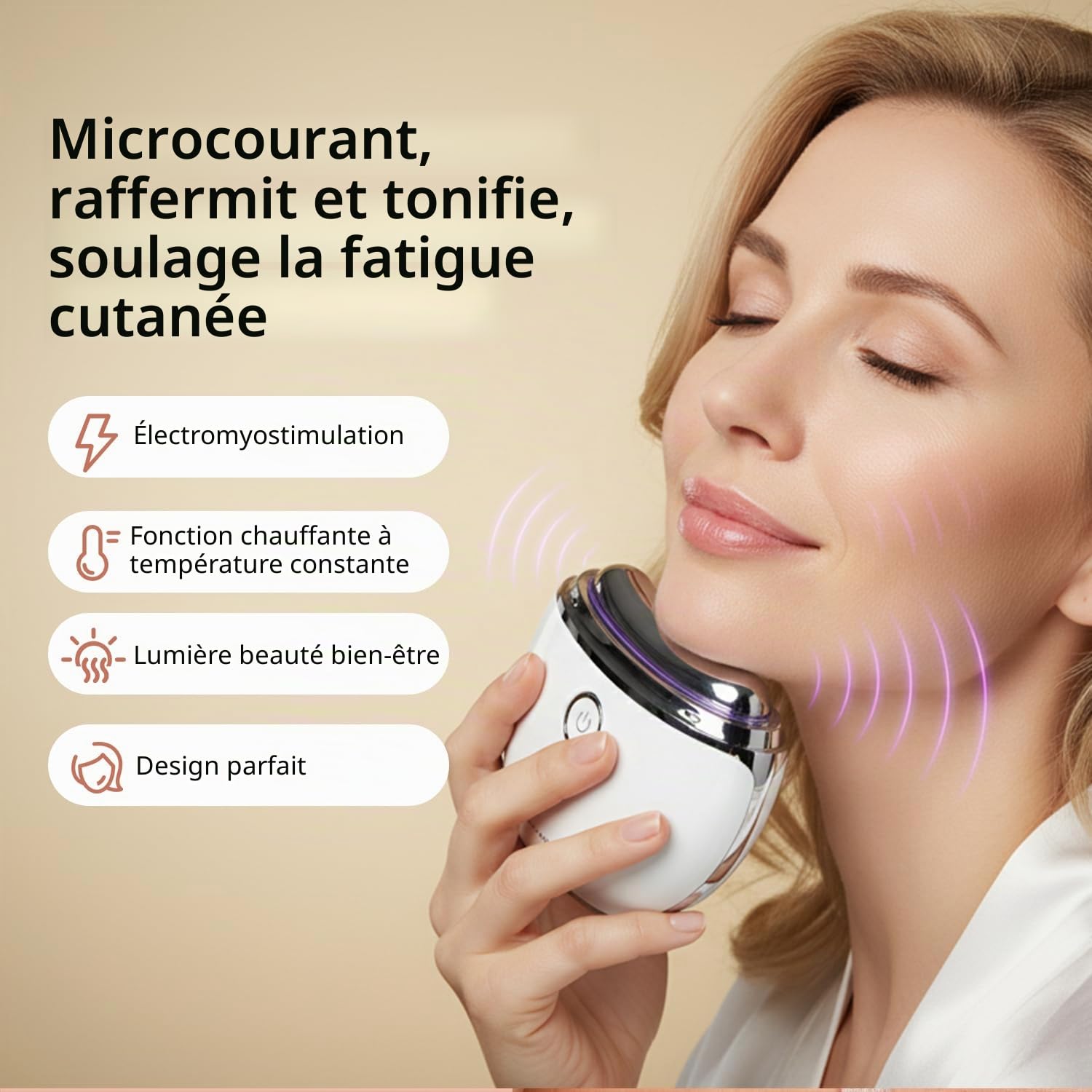 Gua Sha Électrique 4-en-1 - Appareil Massage Visage EMS & Vibration - Chaleur 45°C - LED 3 Couleurs - Soin Lifting & Anti-Rides pour Visage et Cou - Design Ergonomique USB-C