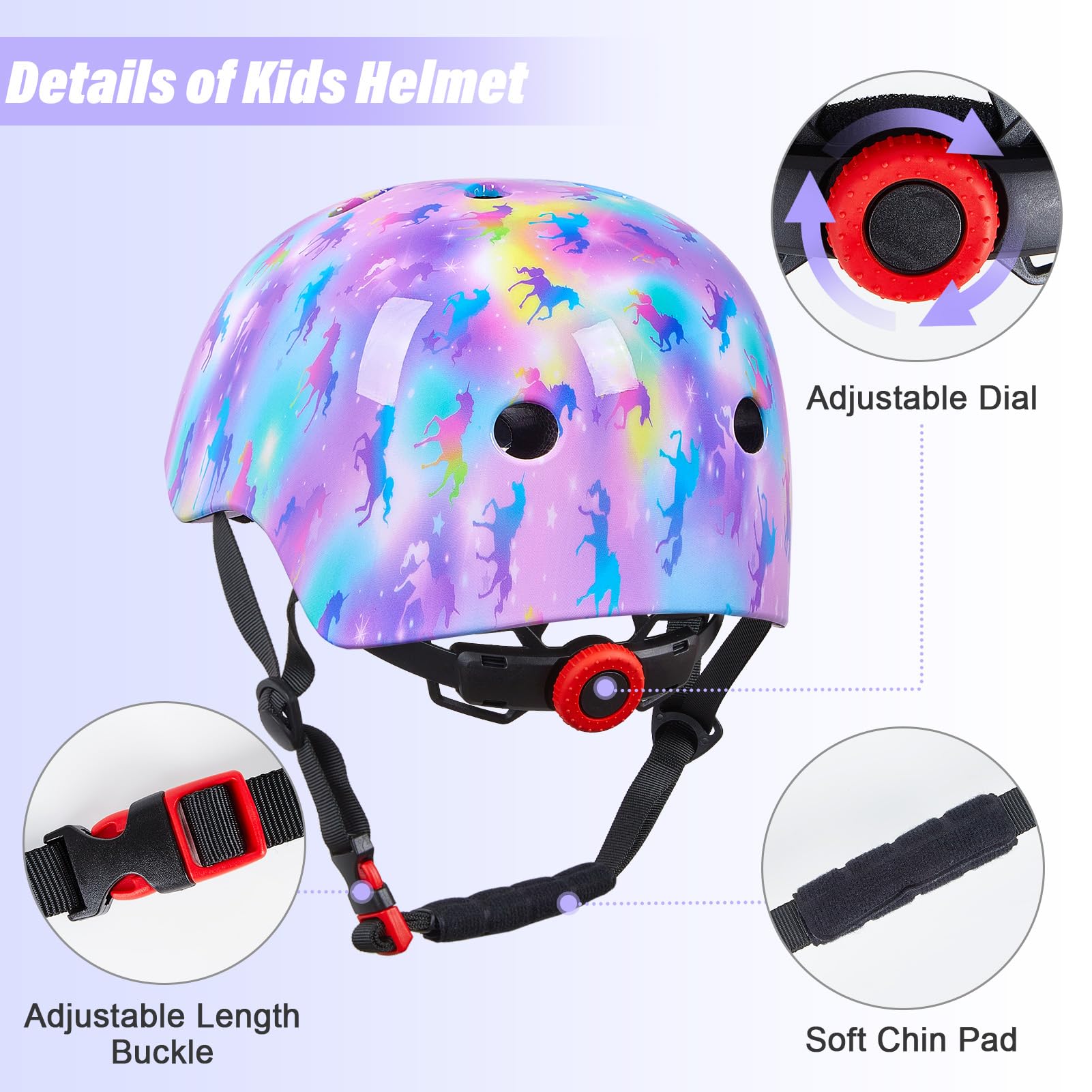 MHJY Casco Bici Bambino Casco Bicicletta Bambina Protezioni Della Testa per Skateboard Skate Moto Monopattino Regolabile per Ragazze e Raga