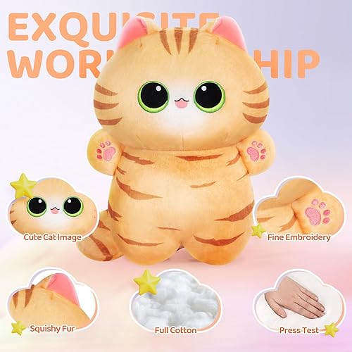 Miniatura 3 de Juguetes de peluche de gato marrón, lindos animales de peluche de gato, almohada de peluche Kawaii de gato, almohada de felpa Kawaii con bolsa de