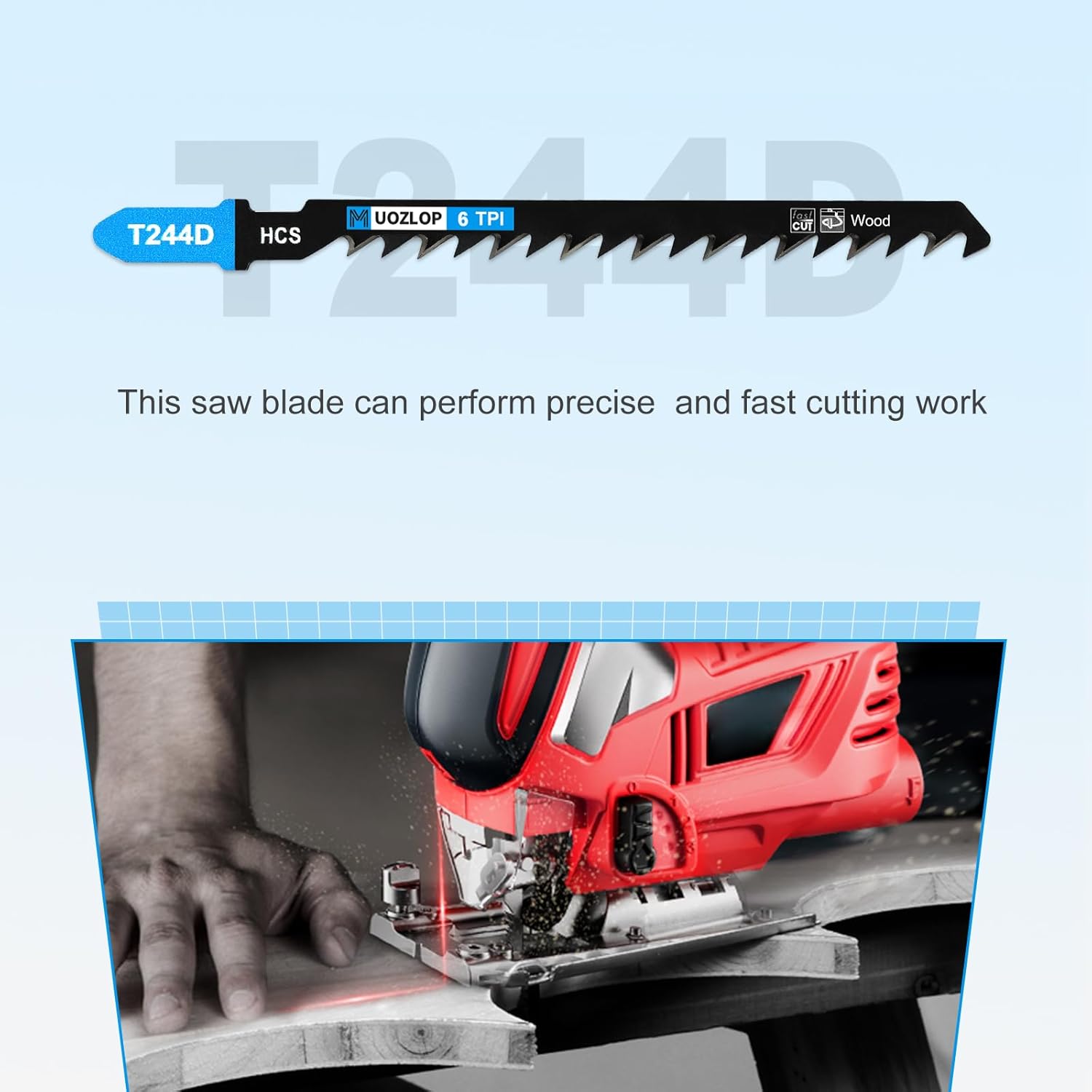 20pcsT244D Jigsaw Blades，6TPI Jig Saw Blades with Storage Case,T-Shank jig Saw Blades for Wood Cutting (20pcsT244D)