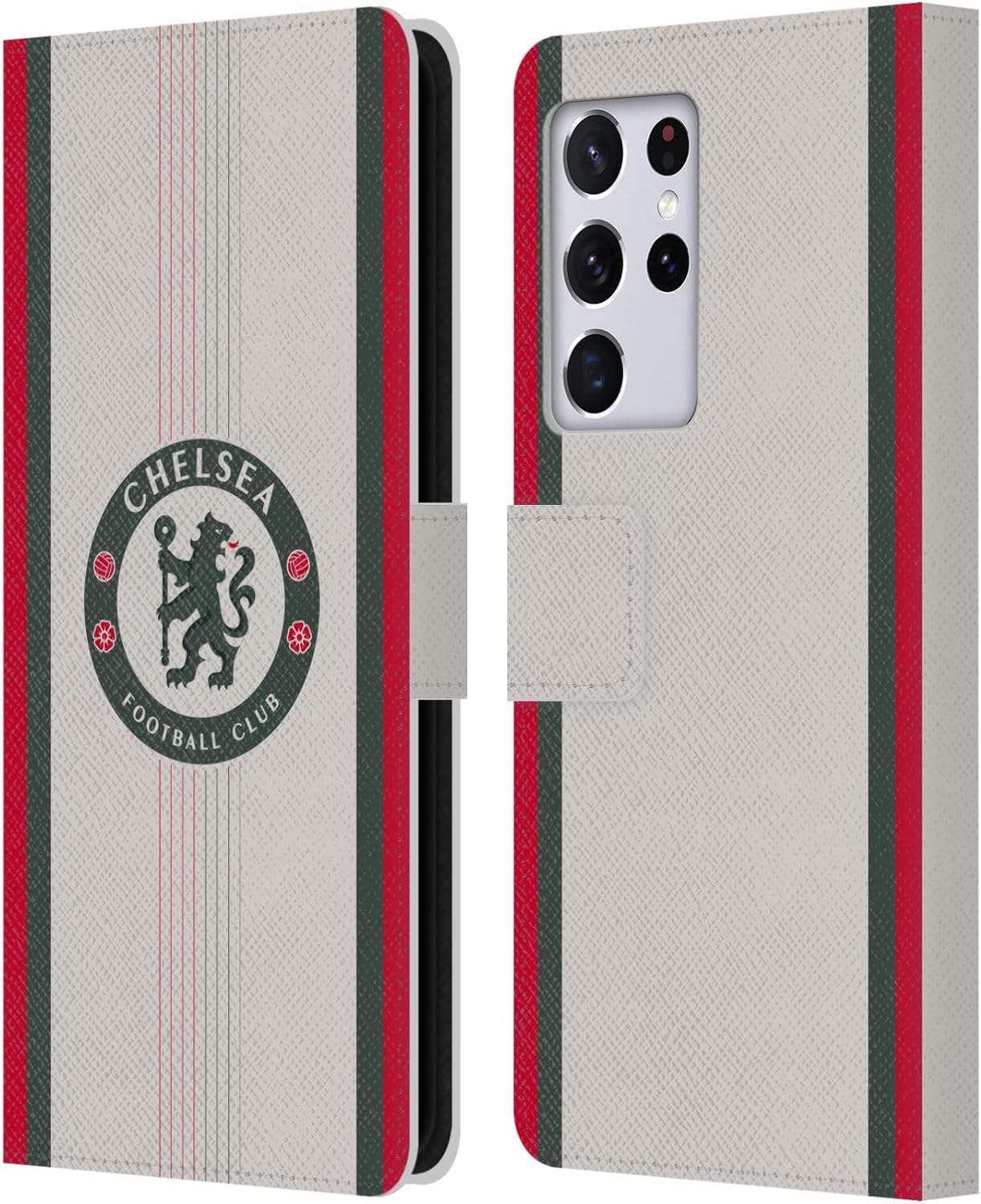 Head Case Designs Officially Licensed Chelsea Football Club Away 2025/26 Kit Leather Flip Case Compatible with Samsung Galaxy S21 Ultra 5G