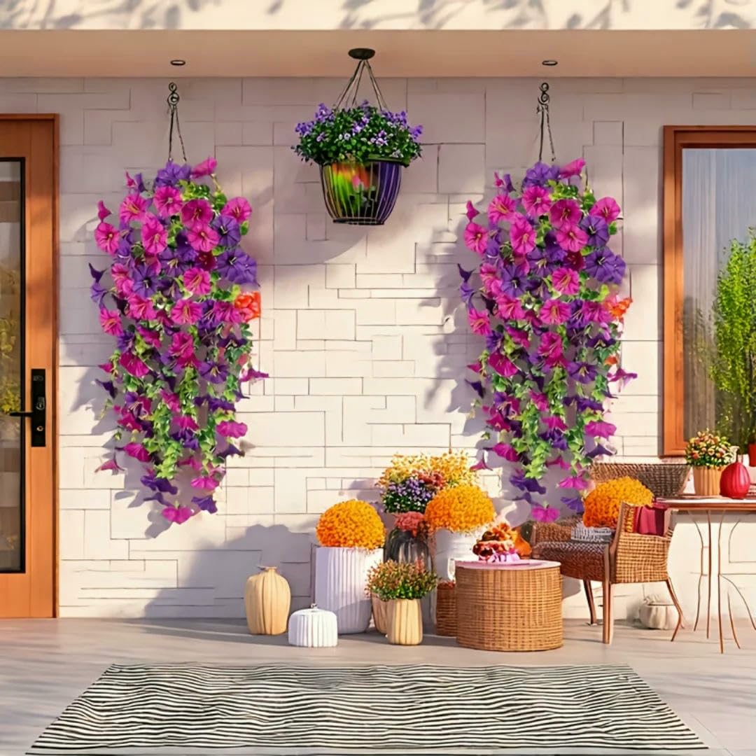 1–10 Stück UV-beständige künstliche Prunkwinden und Eukalyptus, hängende Wand- und Türdekoration für Zuhause, Garten, Hochzeit, vielseitig einsetzbar im Außenbereich, li