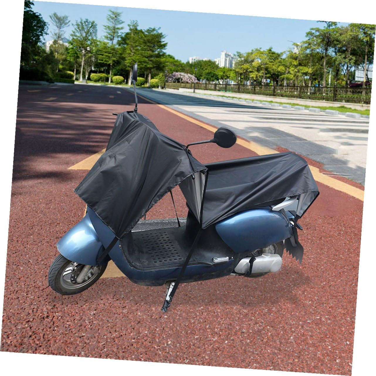 Copertura Antipioggia per Bicicletta Elettrica e Scooter, Tessuto Oxford Nero, Portatile e Resistente, Protezione Completa per Uso Esterno