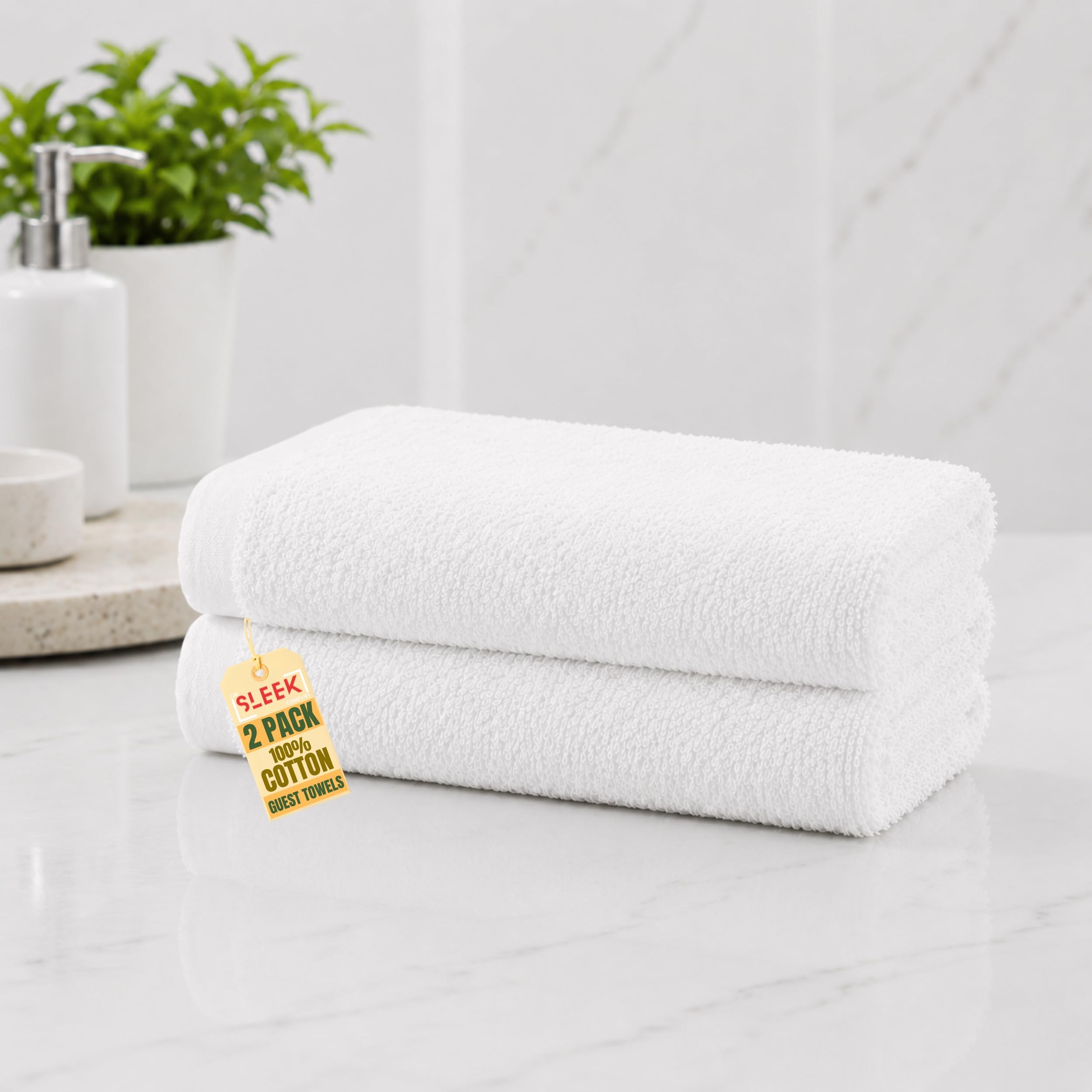 100% Cotton Guest Towels (30x50cm) – Pack Of 2 – 500GSM Soft & Absorbent Small Hand Towels For Kitchen – Hypoallergenic Hand Towels For Bathroom – Ideal Small Hand Towel For Homes, Hotel & Spa (White)