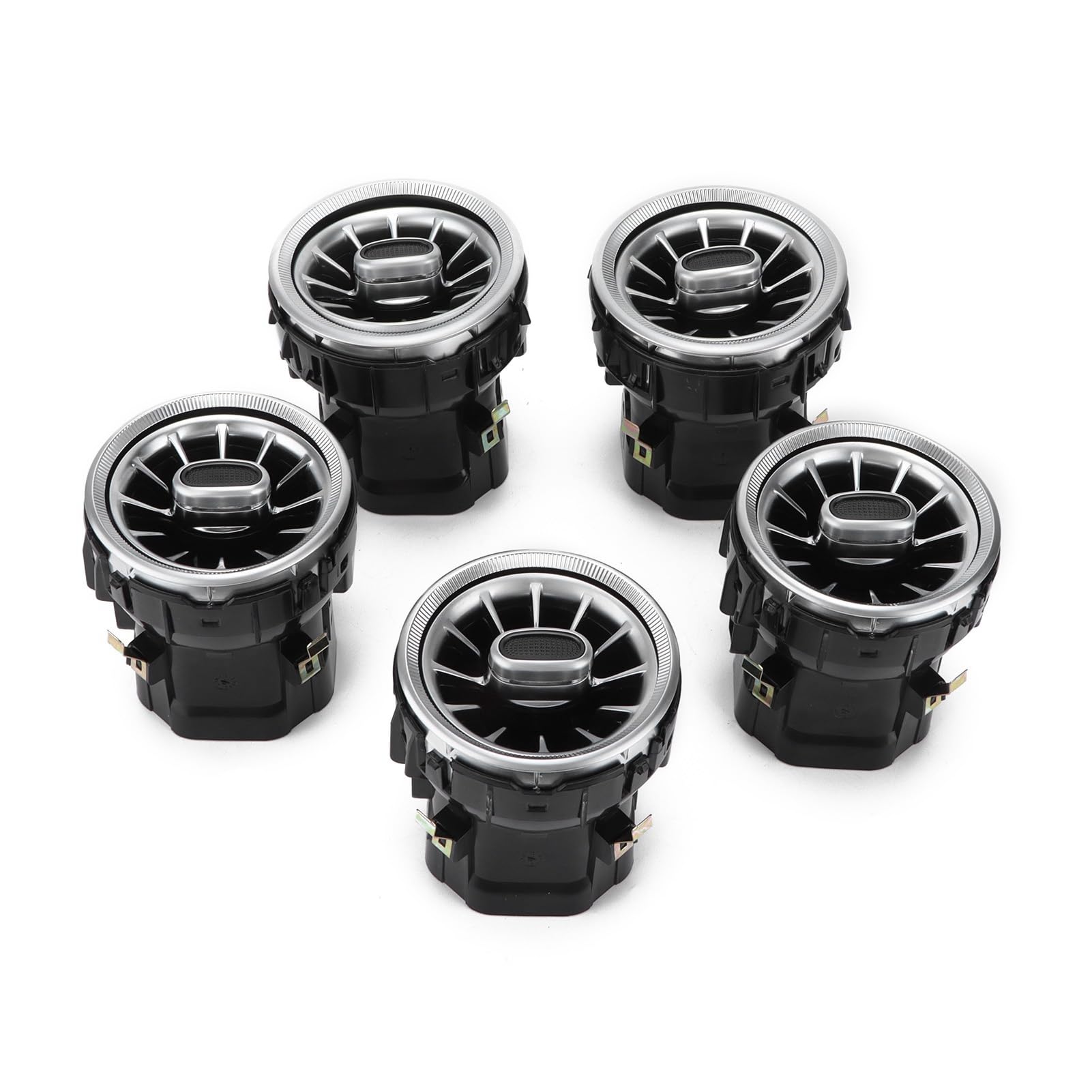 Sortie de turbine avant 5pcs Grille d'aération de turbine à LED avant avec surface chromée mate Convient pour Classe C GLC W205 X253 2019‑2021
