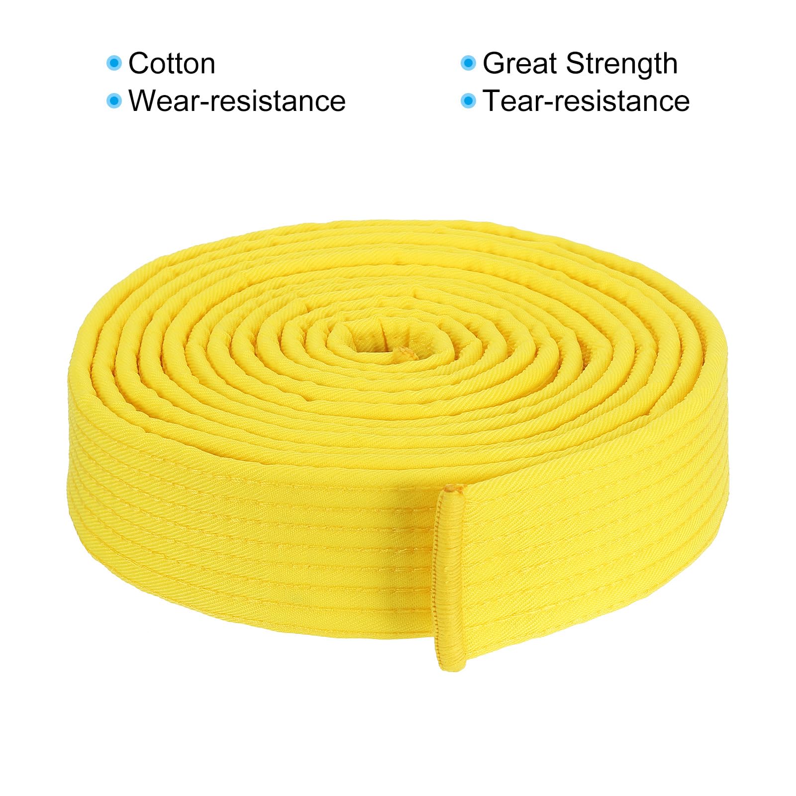 PATIKIL Ceinture de Classement Colorée de Taekwondo 1.6" x11.2Ft 3.4M, Ceinture de Coton pour Arts Martiaux, Judo, Karaté, Entraînement, Enseignement, Entraînement, Jaune