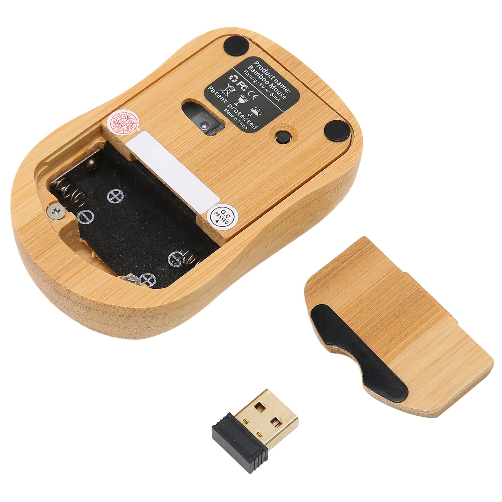 Computer Dispositivi Wireless 2.4GHz Wireless Tastiera e Mouse in Legno di Bambù Set Plug and Play per Giochi da Ufficio Compatibile con Più Sistemi (Ensemble clavier et souris)