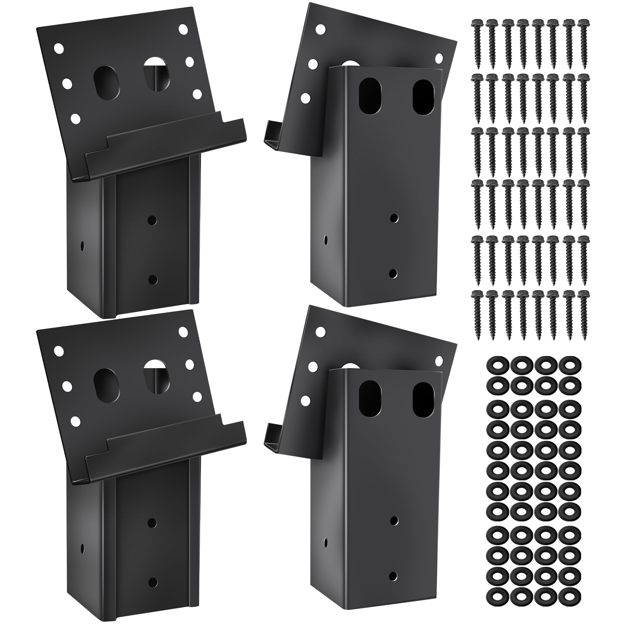 Calvana - Soporte de acero negro para ciervos de 4 x 4, soportes resistentes para ciegos de ciervo con 48 tornillos hexagonales y 48 arandelas de uñas, para persianas de caza, elevador, accesorios de