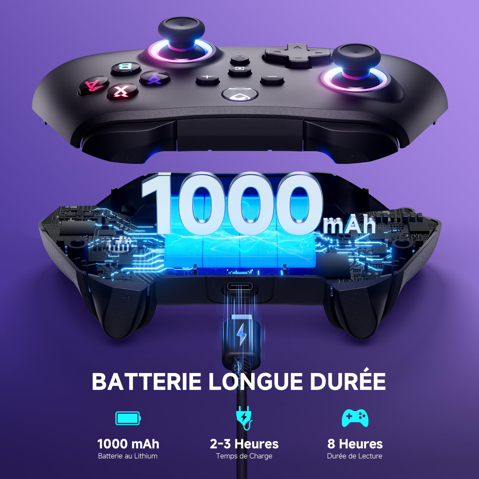ECHTPower Manette Switch Galaxy, 2025 Nouvelle Manette Switch 2 Sans Fil avec RGB/Hall Trigger/Macro/Shift/Turbo/Vibration, Manette Pro Controller Bluetooth Compatible avec PC/Switch/OLED/Adroid/iOS
