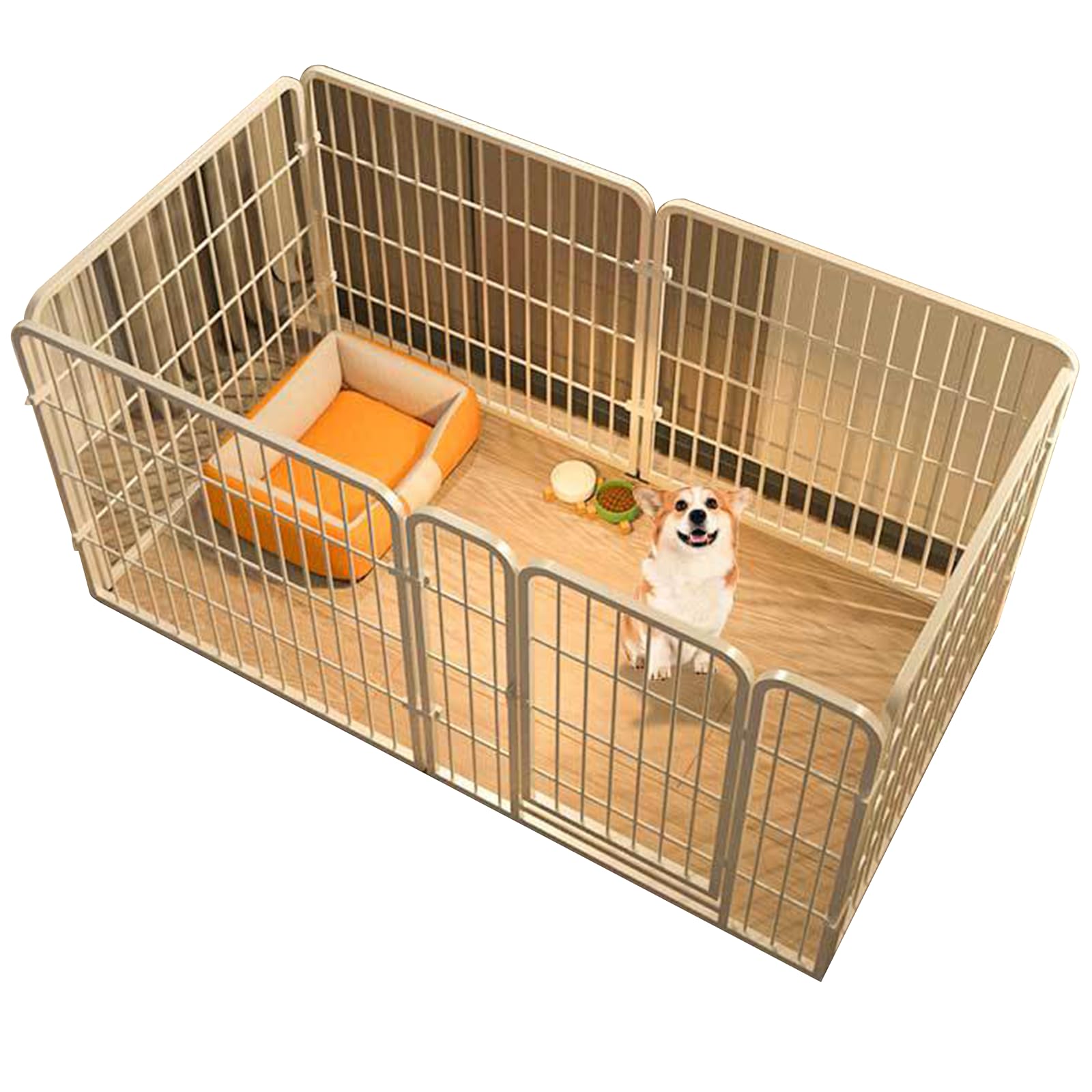 6-Panel Metal Dog Playpen - Indoor/Outdoor Pet Exercise Pen for Small & Medium Dogs - Secure Puppy Enclosure with Walk-Through Door & Anti-Slip Feet - Portable Fence System