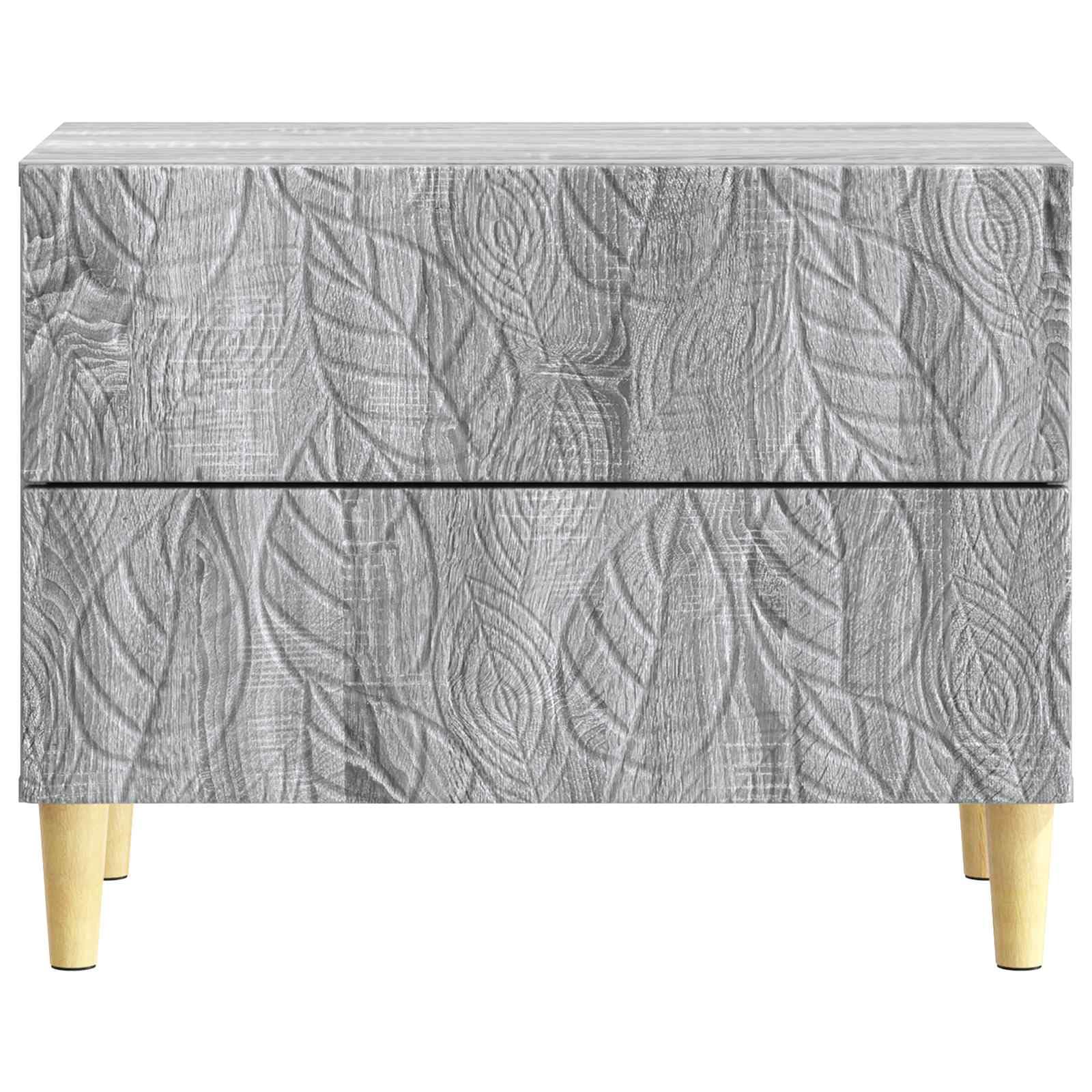 Stolik nocny Sonoma z materiału drewnopochodnego z 2 szufladami, 62 x 34,5 x 48 cm, nogi eukaliptusowe, zajmujący niewiele miejsca stolik pomocniczy do sypialni, salonu i korytarza z