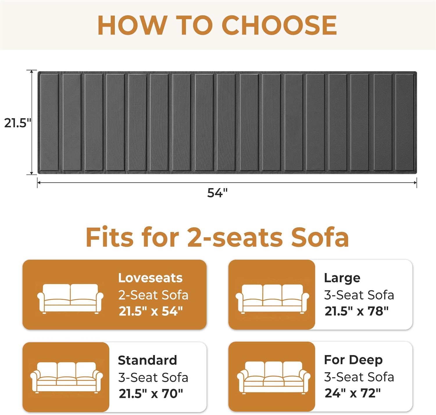 Heavy Duty Couch Cushion Support Board for Sagging Sofa, 21.5''x54''Loveseat, Thick Reinforced Wood Boards Add Strong Seat Supports, Under Couch Insert with Anti-Slip Dots, Grey