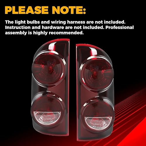 Miniatura 3 de ECOTRIC Luz trasera compatible con Dodge Ram 1500 2500 3500 2007-2009 Pickup Truck Par de luces traseras de repuesto para CH2800165, CH2801165 rojo