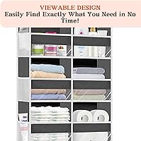 Vista 4 de Over the Door Organizer 6 Tiers, Extra Large Behind Door Storage of 12 Compartments, 80 lbs Weight Capacity Hanging Storage Organizer with Clear