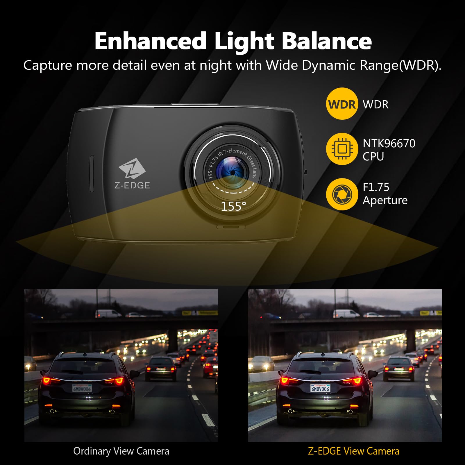 Amazon.com: Z-Edge T4 Dash Cam Front and Rear, 4K Dual Dash cam