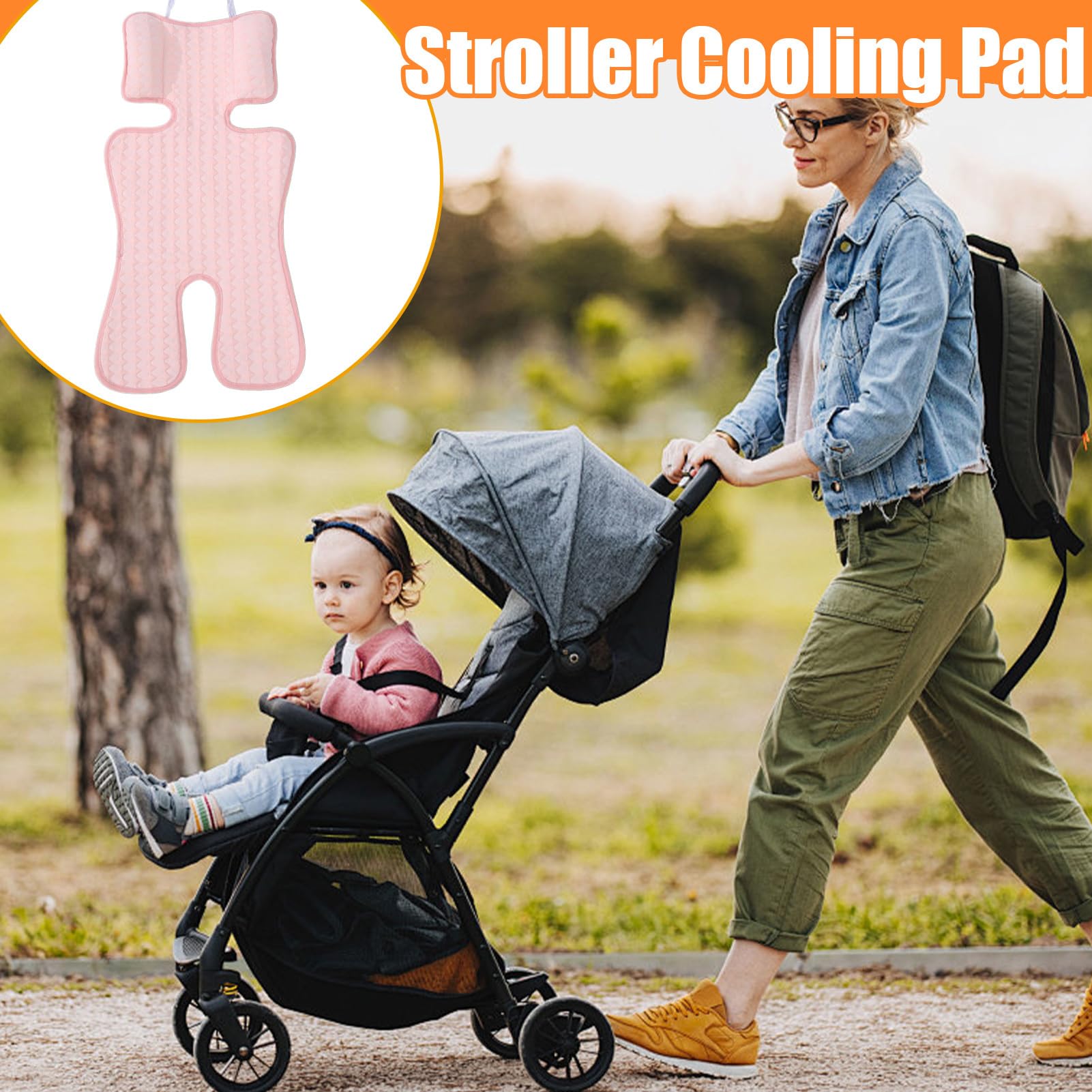 Almohadilla Refrescante para Cochecito - Almohadilla Fresca Portátil para Bebés,Forro Termorregulador para Silla De Auto, Columpios Y Cochecitos con Acabado Fresco