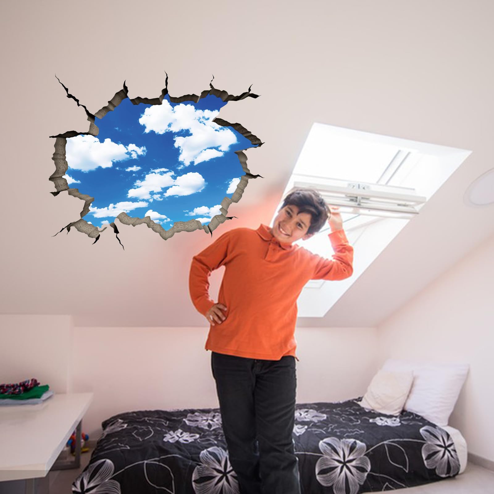 SUPERDANT Nubes 3D Adhesivo de Pared Divertido Cielo Pegatinas de Pared 3D Pegatinas de Pared Techo Acuarela Arte Decoración Vinilo Adhesivo de Pared para Habitación