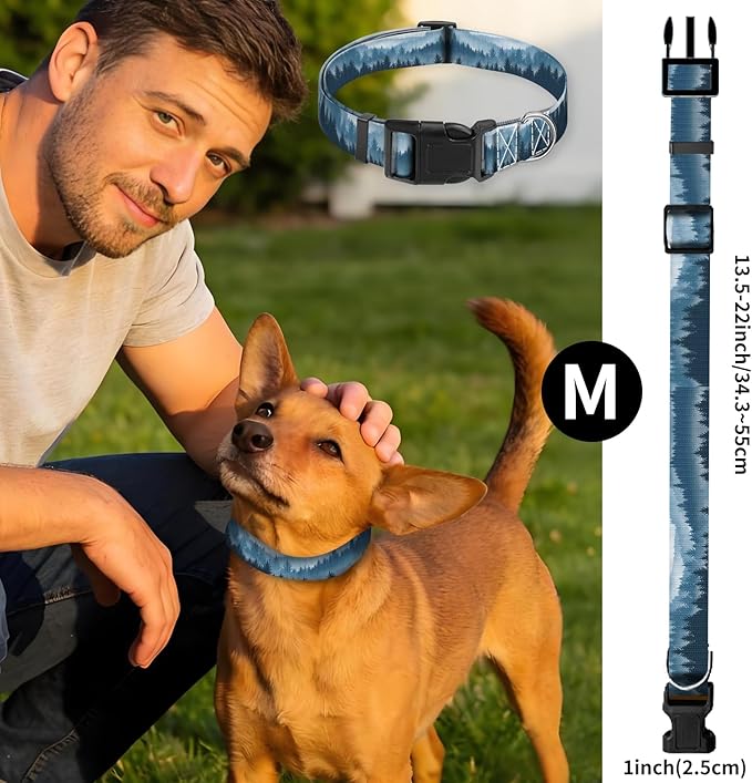 Collar para perro mediano ajustable suave azul montaña miniatura 5