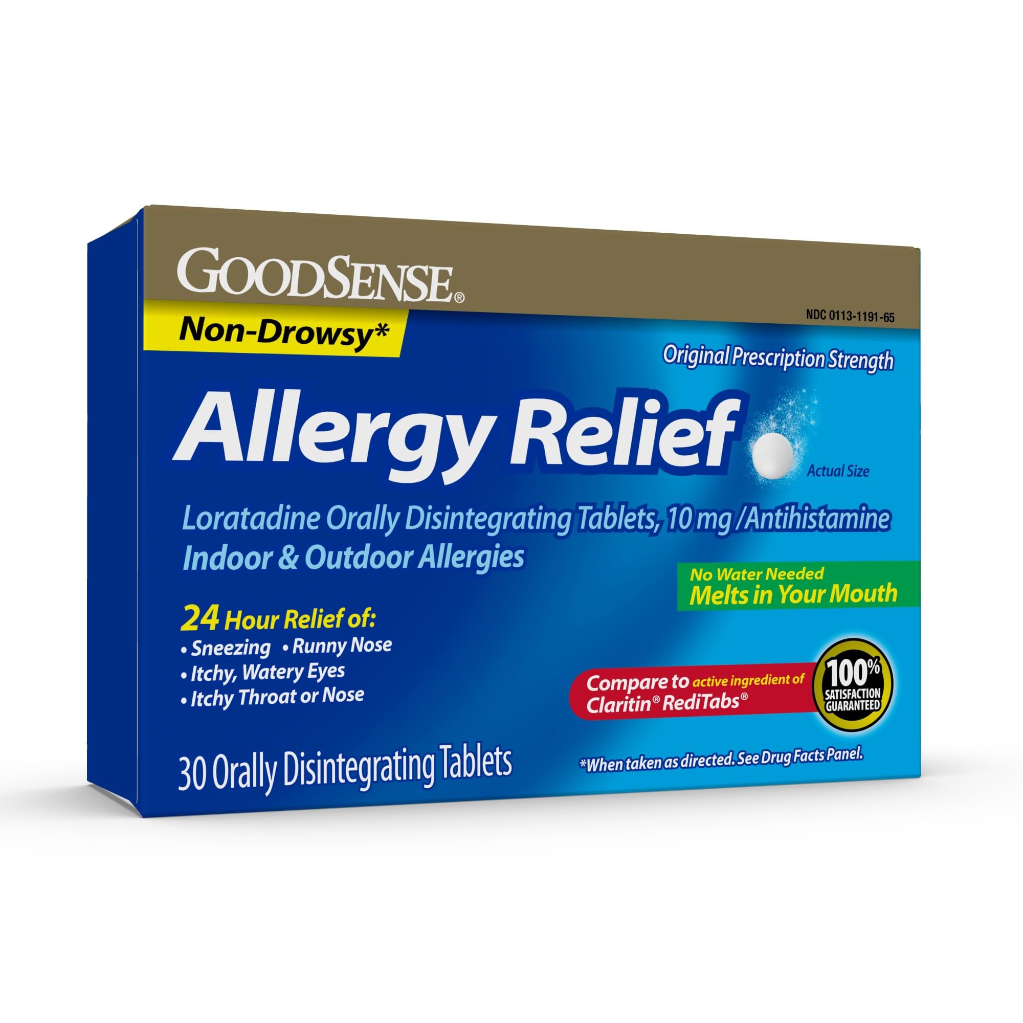 GoodSense Loratadine Orally Disintegrating Tablets, 10 mg, 24 Hour Allergy Tablets, 30 Count