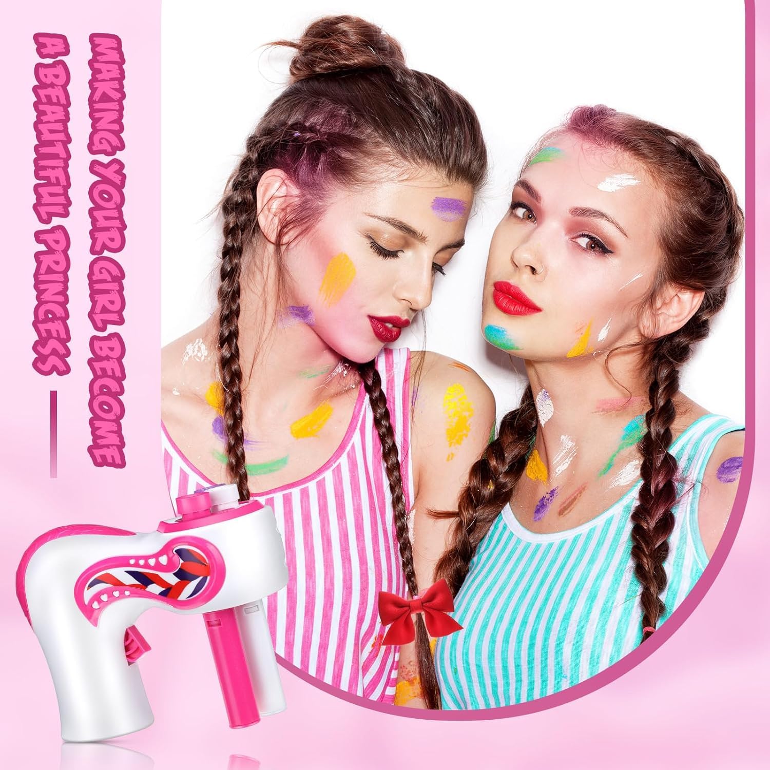 Macchina Automatica per Intrecciare i Capelli per Ragazze, Elettrico Strumento Fai Da Te per Tessere i Capelli, Rosa e Bianco