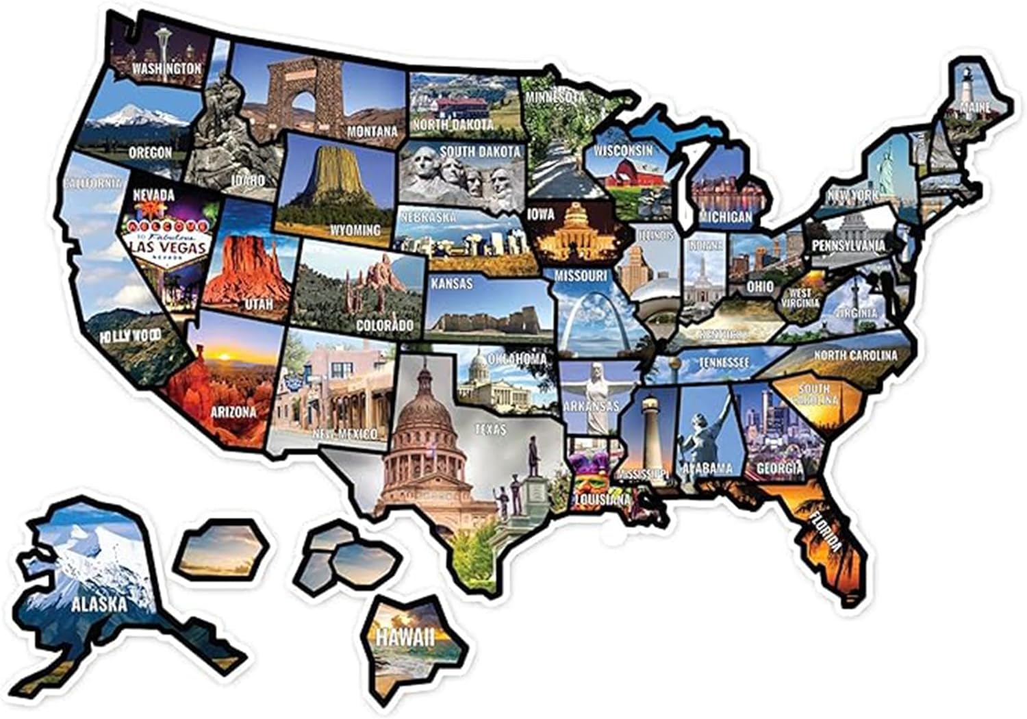 RV State Sticker Travel Map - New NO Fade Ink - RV Decals for Outside - Camper Van Accessories for Outdoor & Indoor Use - USA Decals State Stickers - XL 21in x 15in 50 States Photo Map by Wander Camp