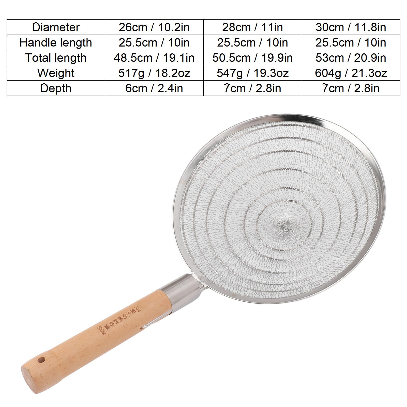Écumoire en Acier Inoxydable, Cuillère d'assistance en Acier Inoxydable, Passoire d'araignée en Fournit des Fournitures de Cuisine Sûre (Diamètre 30cm / 11.8in)