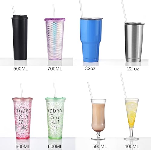 Miniatura 4 de ALINK Pajitas transparentes reutilizables de 13 pulgadas + 12 pajitas negras con purpurina