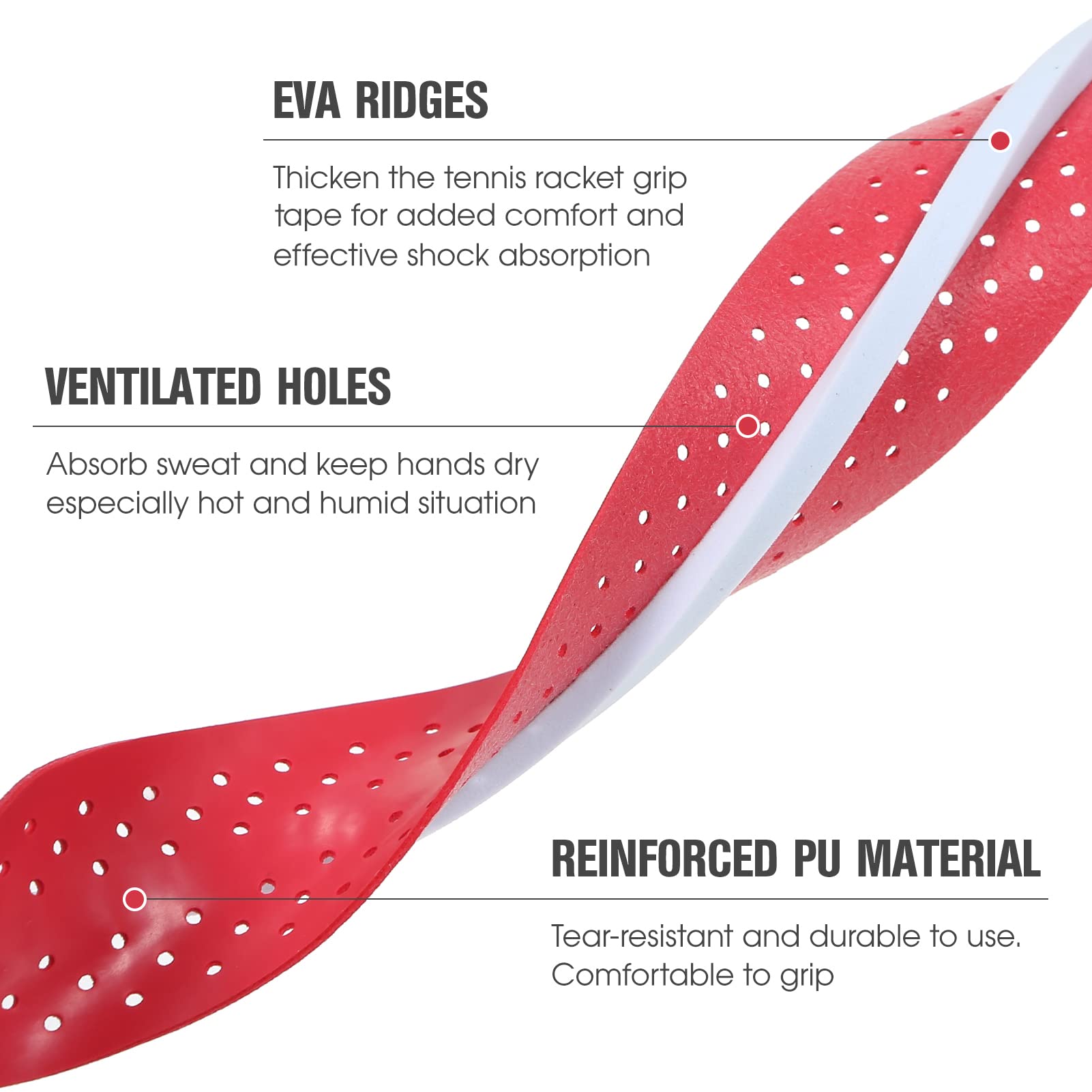 Badminton Griffbänder 10 Stück - Rutschfest Perforiert PU Leder