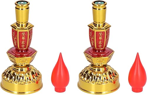 Miniatura 8 de TOPINCN Lámpara de vela decorativa de luz eterna budista retro con cuentas de dios de la riqueza, lámpara de regalo de Buda lámpara decorativa LED