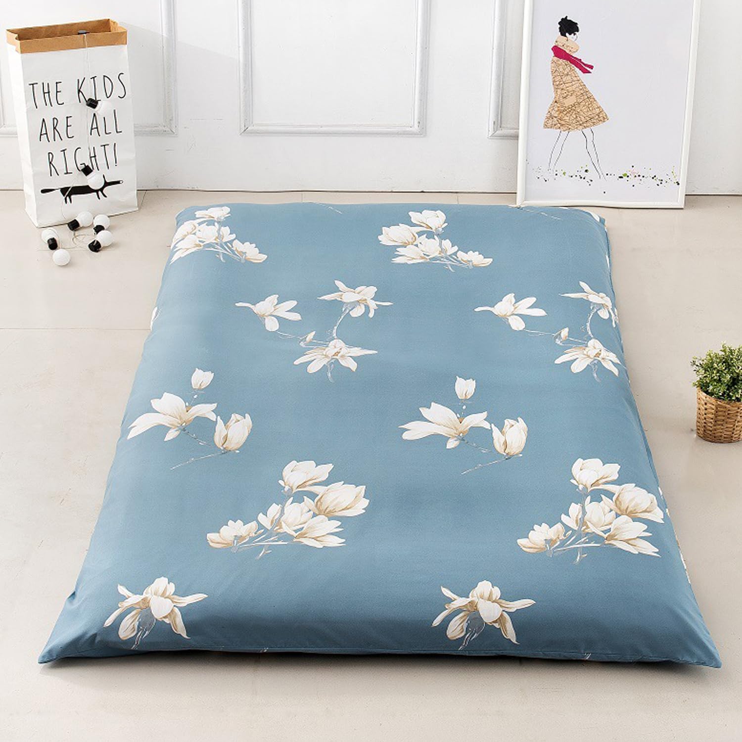 LDLCYCN Floor Futon Mattress Cover with Zipper Queen Japanese Floor Mattress Futon Cover Dustproof Mattress Protector Futon Slipcover Washable Soft Cover for Bedroom,L,150x200cm(QUEEN)