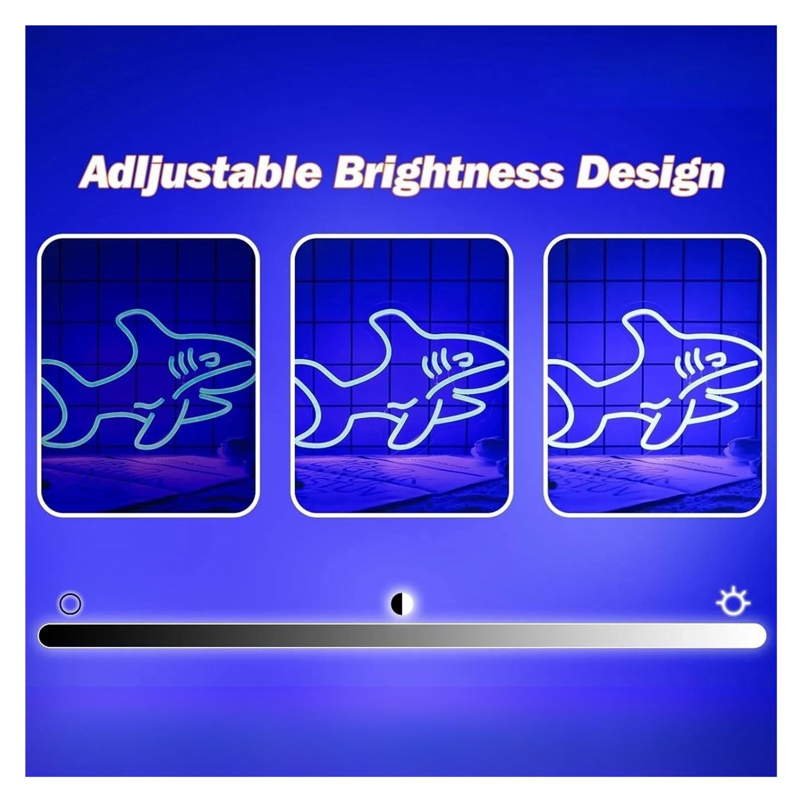 Luz de Diseño de Digital Lámpara De Neón Colgante Regulable Con Forma De Tiburón Para Pared, Fiesta, Tienda, Club, Bar, Sala De Juegos, Decoración De Cumpleaños Sorpresa De 25cm×40cm