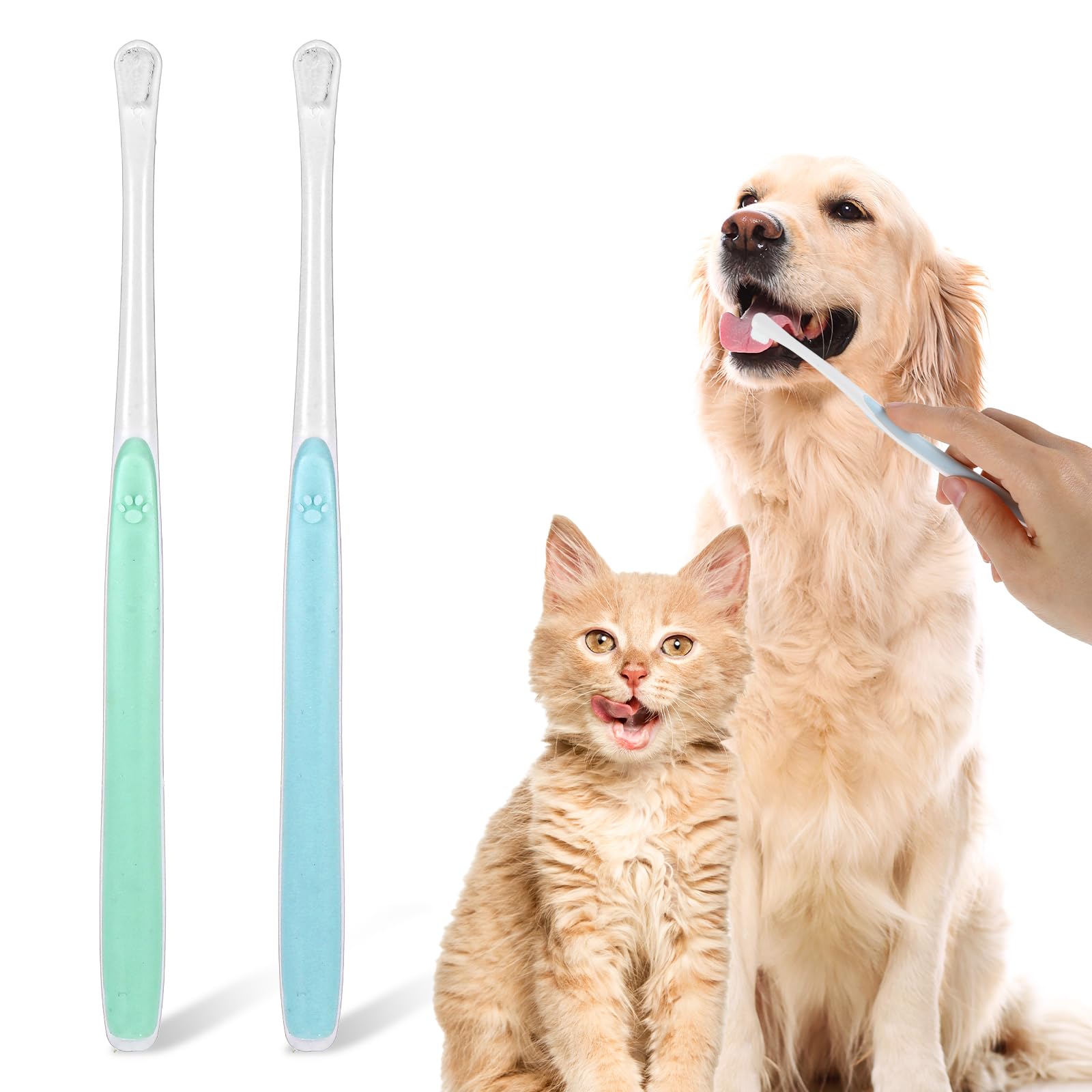 2 Pcs Dog Cat Toothbrush Mini Cat Toothbrush Soft Dog Toothbrush Reusable for Kitten Puppy Oral Care