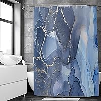 Vista 24 de Cortina de ducha con diseño de mármol verde, verde azulado y blanco degradado, moderna, abstracta, de lujo, ondas, decoración del hogar, tela