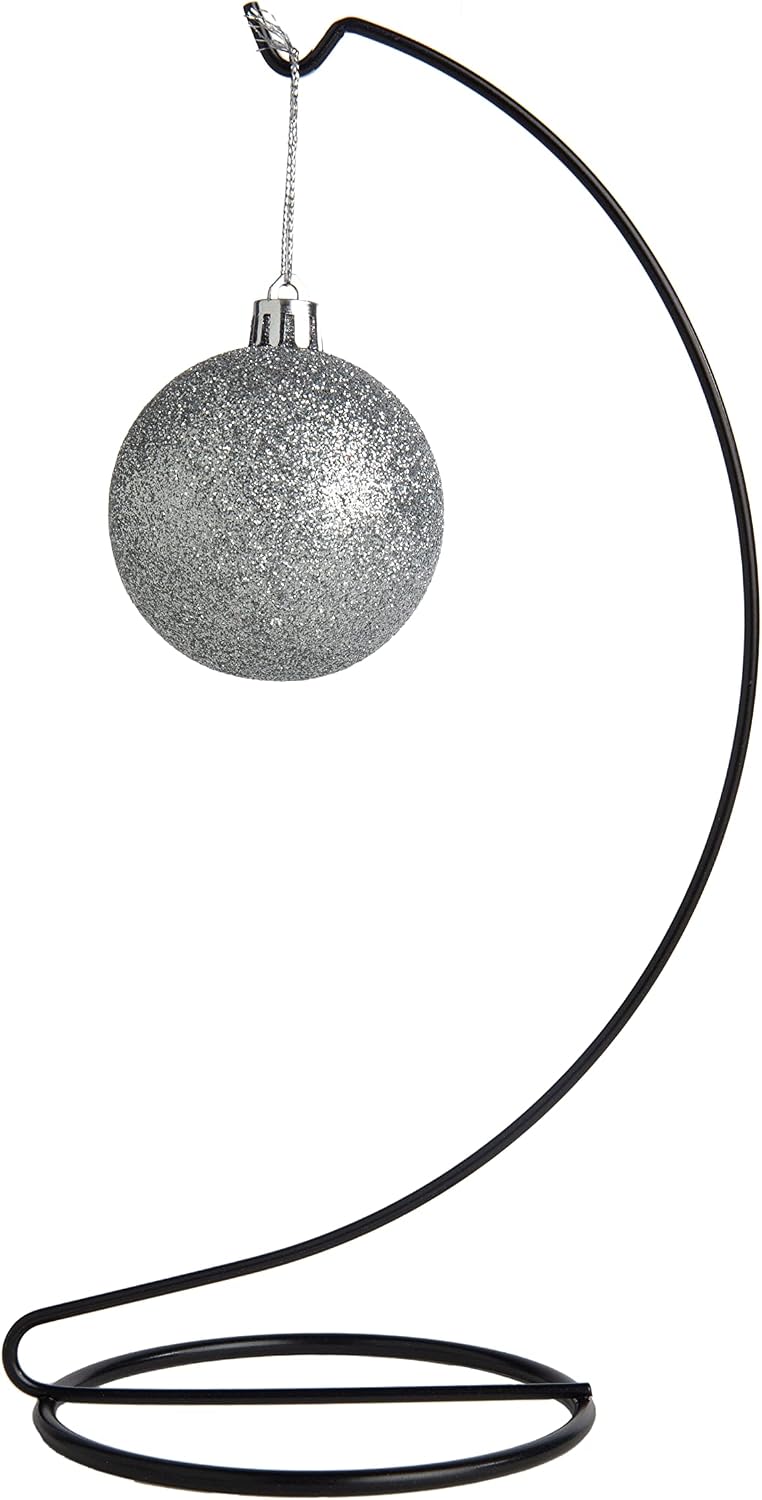 Creative Hobbies 10 Inch Tall Black Plated Ornament Display Stand Hanger Holder for Displaying Christmas Ornaments, Glass Terrariums, Etc.- Pack of 6 Stands image 3