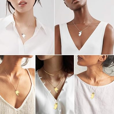 U7 BFF Necklace for 2/3/4/5/6 Women Girls Stainless Steel Personalized Family/Sibling/Friendship Jewelry Set Custom Best Friend Name Engrave Heart Puzzle Matching Pendant Necklaces