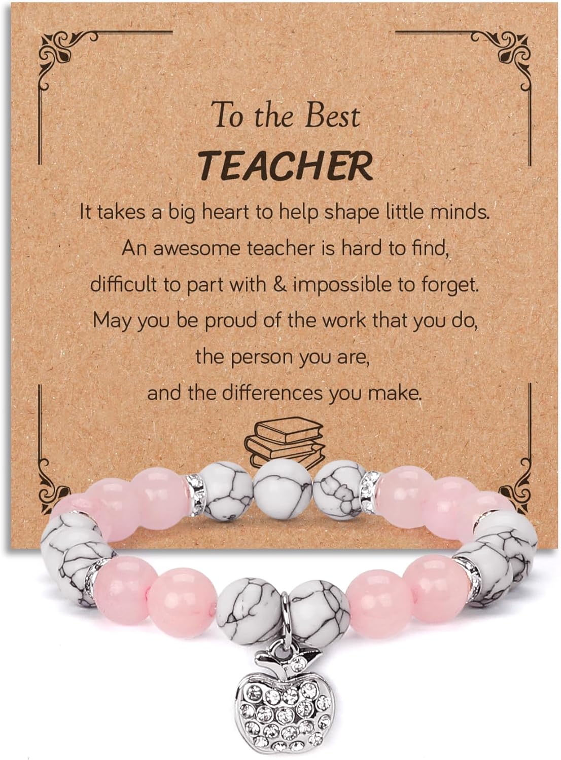 Teacher Gifts for Women, End of Year Teacher Appreciation Gifts for Women from Student, Natural Stone Bracelet Thank You Teachers Gift Teacher Retirement Gifts