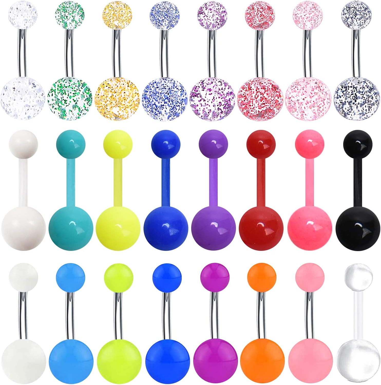 24-50Pcs 14G Stainless Steel Belly Button Rings for Women CZ Screw Navel Bars Body Piercing Jewelry - Image 2