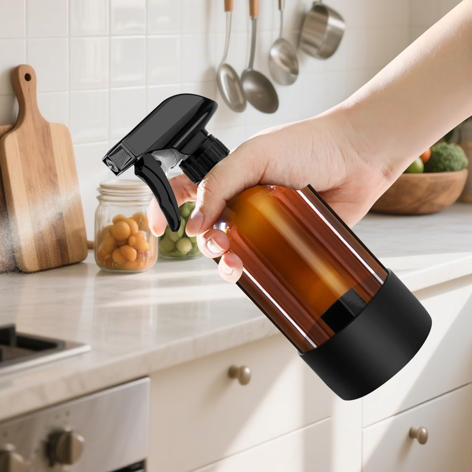 prota 3 botellas de spray de vidrio ámbar, botellas vacías de vidrio de 500 ml, recipiente recargable con boquilla ajustable, botella de pulverización de agua para limpiar plantas, aceites esenciales