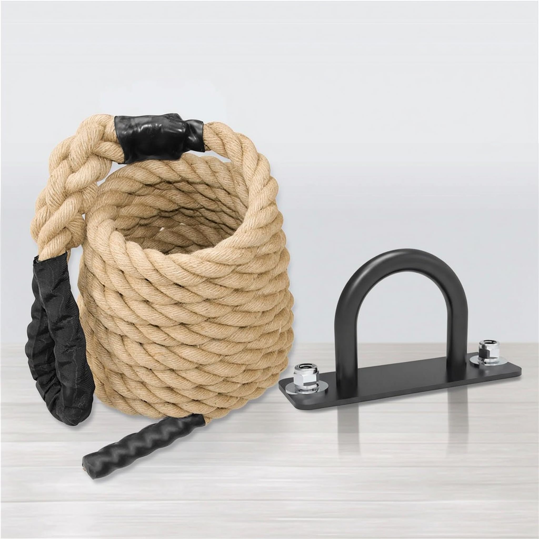 1 Cuerda de Escalada con Gancho de Sujeción para Adultos, Entrenamiento de Fuerza, Material de Yute, Adecuada para Equipos de Fitness Domésticos, Idea