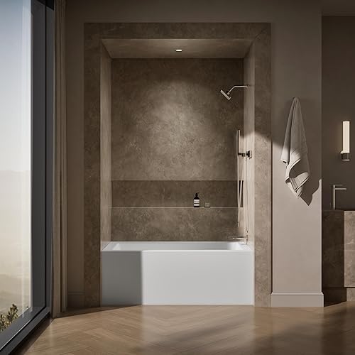 Miniatura 4 de KOHLER K-20202-RA - Baño rectangular con bajo escote, 60 x 32 pulgadas, con delantal integral, brida integral y drenaje para mano derecha, color